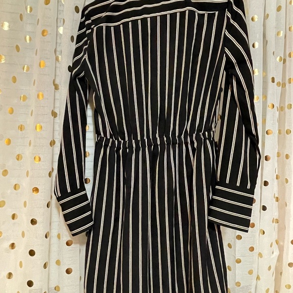 Black white and tan pinstripe midi dress! - Picture 2 of 3